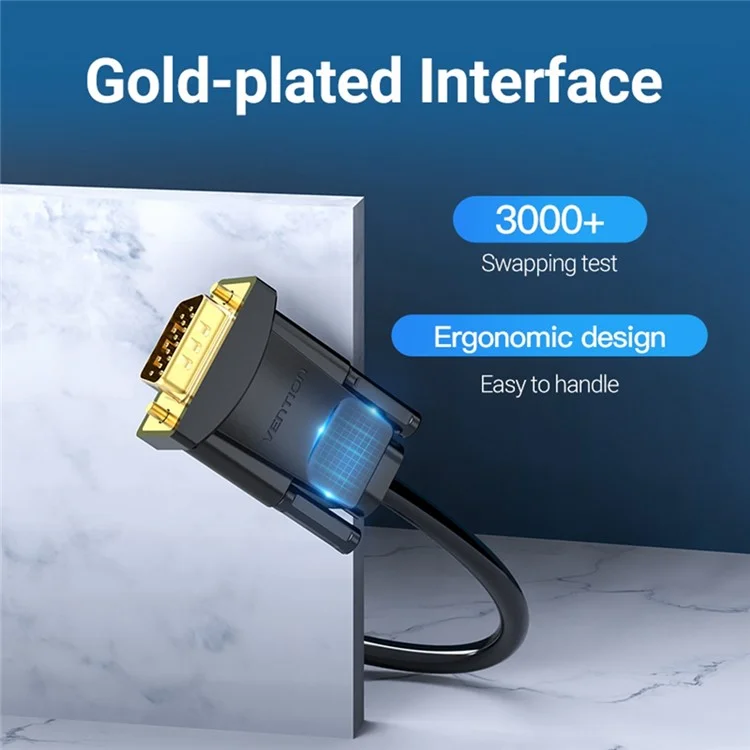 VENTION EABBG 1.5m 24+1 DVI to VGA Wire 1080P 60Hz Male to Male Gold Plated Adapter Cable