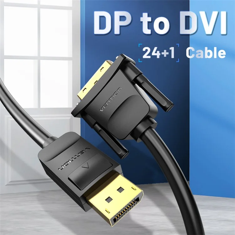 VENTION HAFBF 1m DisplayPort DP to DVI 24+1 Male to Male Cable 1080P / 60Hz Gold Plated Connector Wire