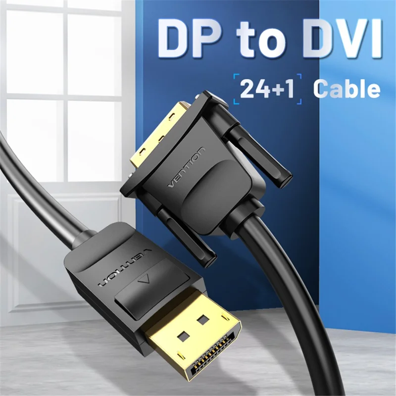 VENTION HAFBG 1.5m DisplayPort DP to DVI 24+1 Male to Male Cable 1080P / 60Hz Gold Plated Connector Wire