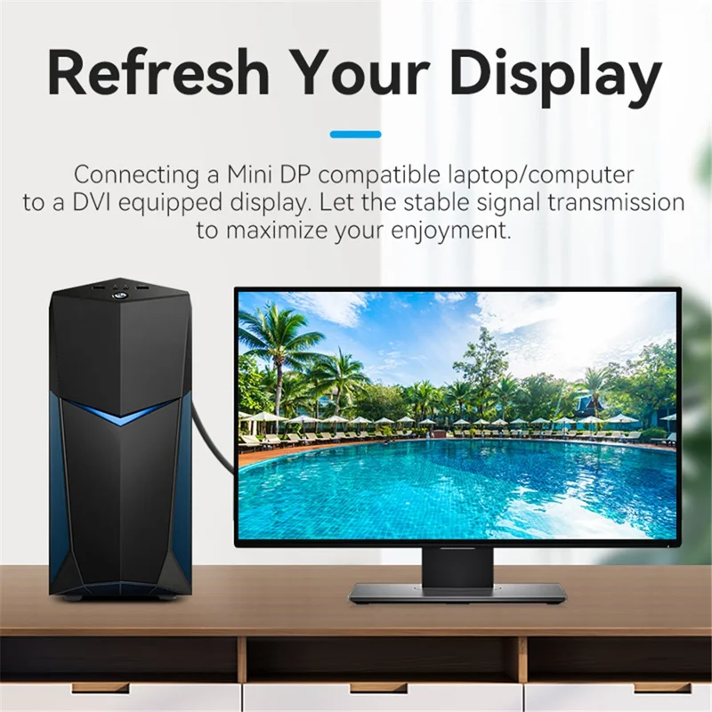 VENTION HFFBF 1m Mini DP to DVI 24+1 Conversion Cable 1080P 60Hz HD Video Cord - Black