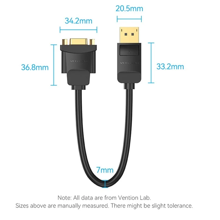 VENTION HBSBB 0.15m 1080P 60Hz Full HD DP Male to VGA Male Cable for Streaming Gaming