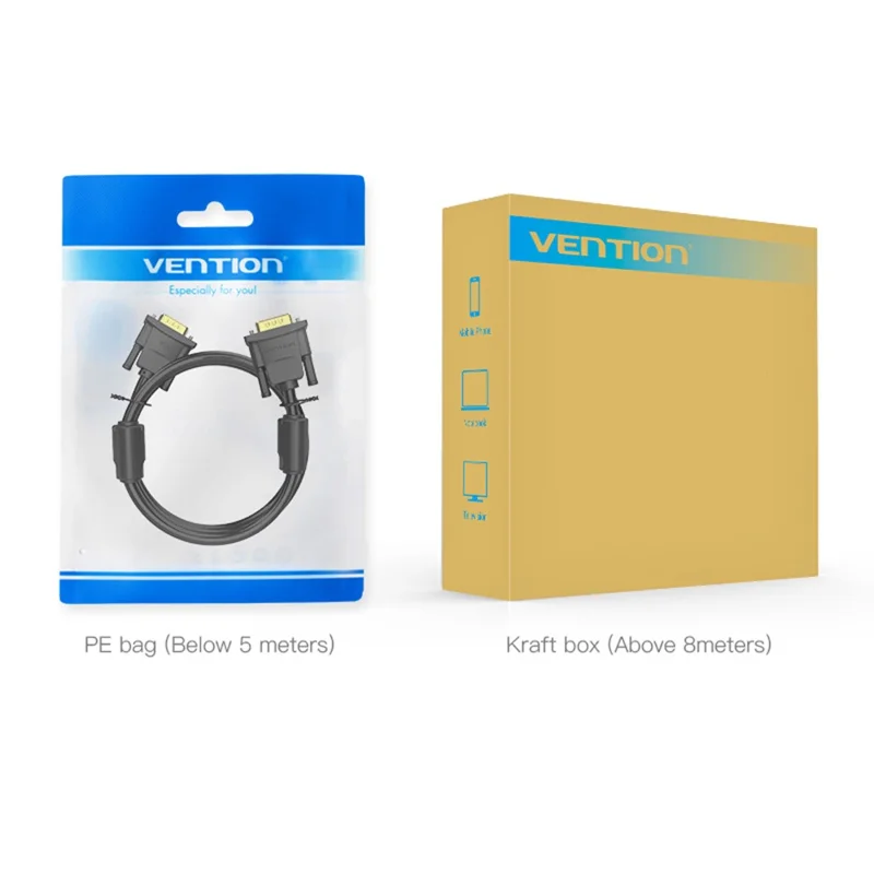 VENTION DADBS 25m кабель VGA 3+9 мужской к VGA мужскому 1080P 60Гц HD ПВХ шнур - Черный