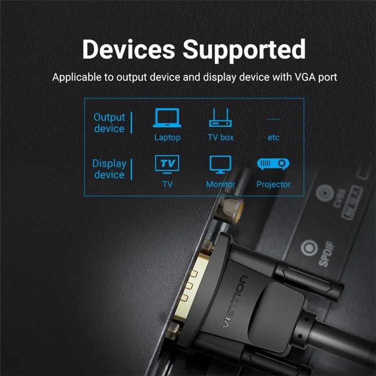 VENTION DAEBF 1m 1080P 60Hz VGA to VGA (3+6) Cable Male to Male Gold Plated Connector Wire
