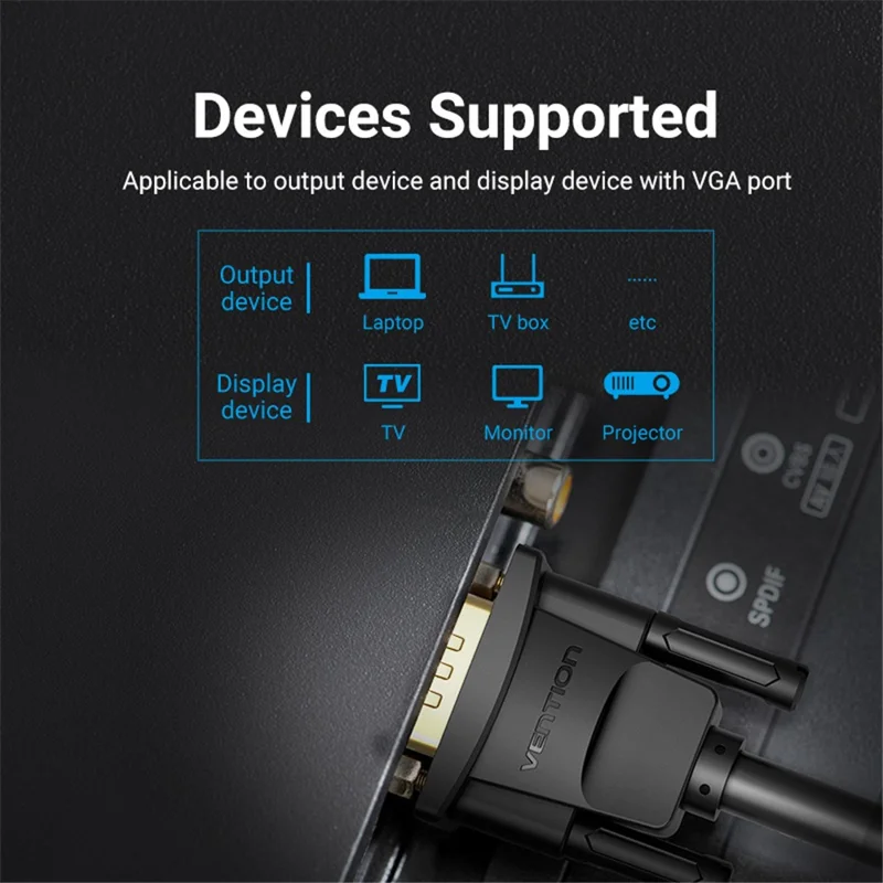VENTION DAEBH 2m 1080P 60Hz VGA to VGA (3+6) Cable Male to Male Gold Plated Connector Wire