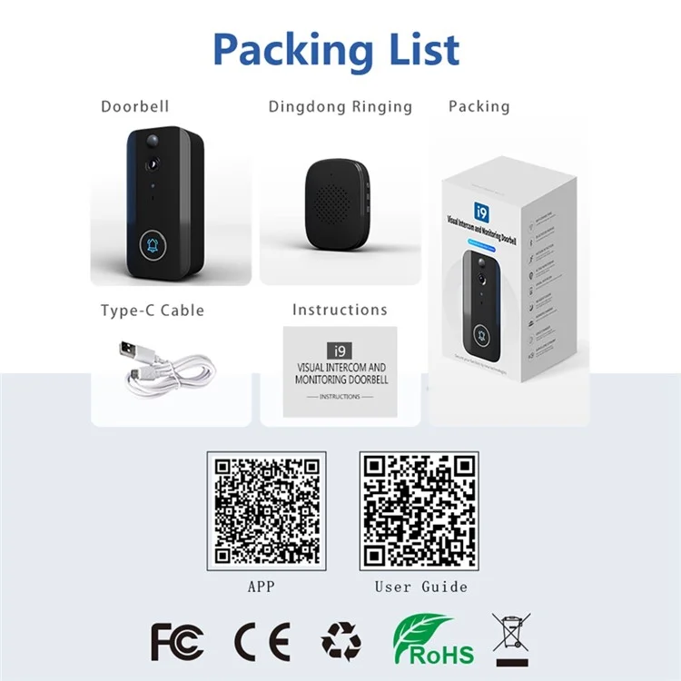 I9 VGA Network Smart Doorbell Phone APP Two-Way Voice Motion Sensor Smart Door Bell