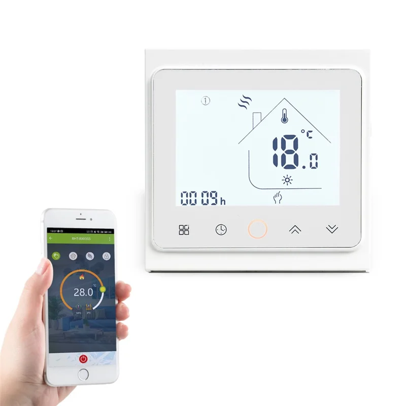 BHT-002 Boiler Heating Smart Thermostat 3.0-inch LCD Touch Screen WiFi Controller Panel - White