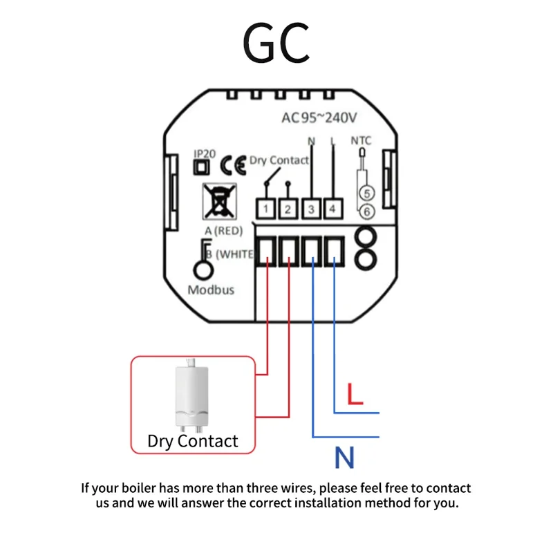 BHT-002 Boiler Heating Smart Thermostat 3.0-inch LCD Touch Screen WiFi Controller Panel - White