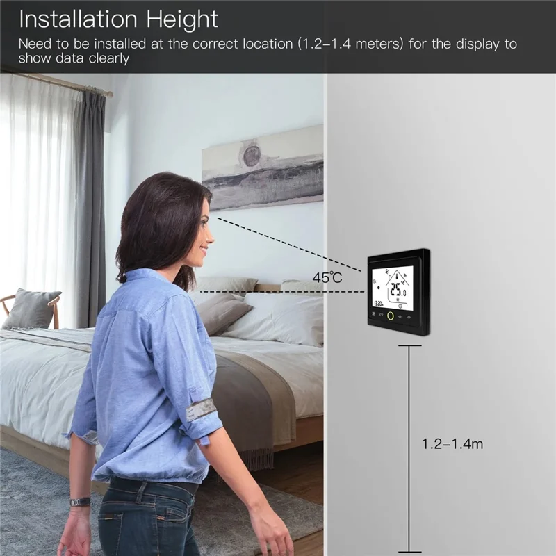 BHT-002 Boiler Heating Smart Thermostat 3.0-inch LCD Touch Screen WiFi Controller Panel - White