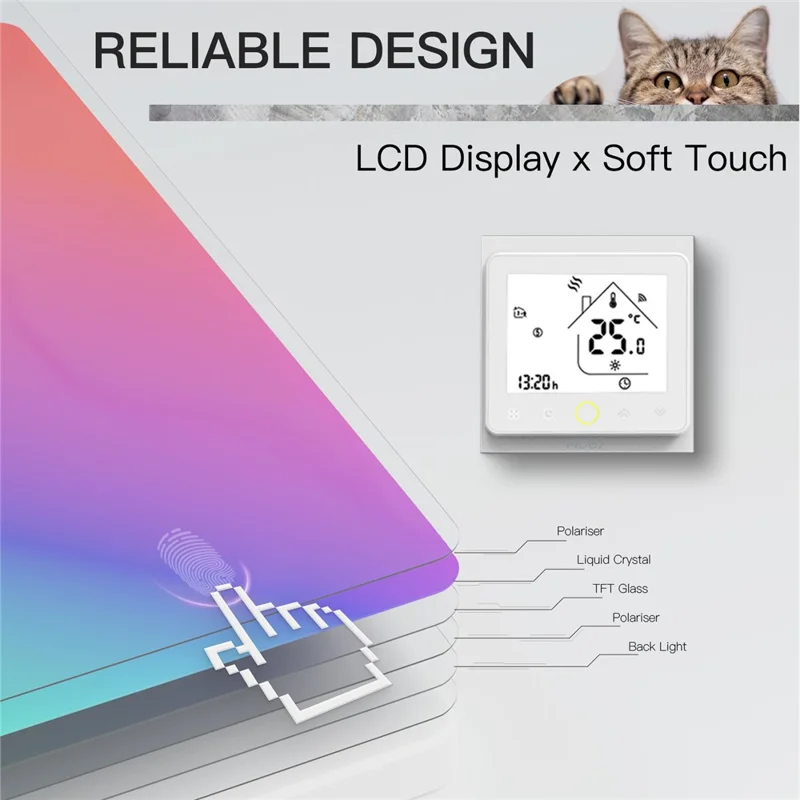 BHT-002 Boiler Heating Smart Thermostat 3.0-inch LCD Touch Screen WiFi Controller Panel - White