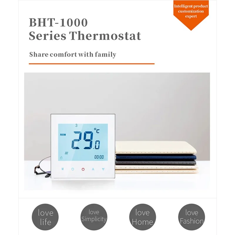 BHT-1000GA Water Floor Heating Smart Thermostat Touch Screen Temperature Controller Panel - Black