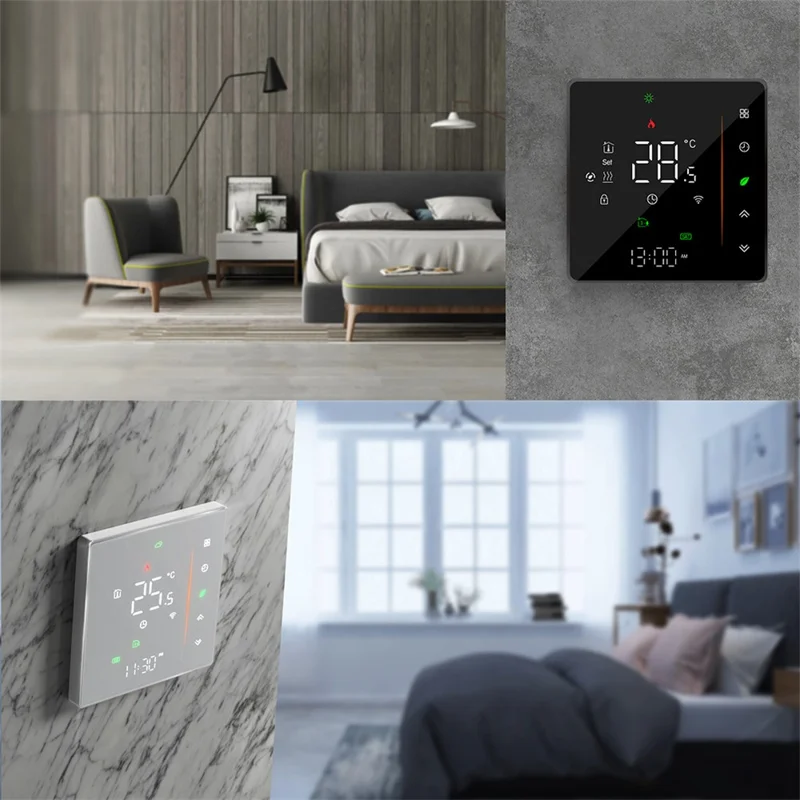 BHT-006GCW Wall-Mounted Boiler Heating Smart Thermostat Tuya App Control WiFi Controller Panel - Black
