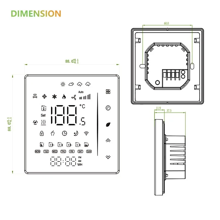 BHT-006GCW Wall-Mounted Boiler Heating Smart Thermostat Tuya App Control WiFi Controller Panel - Black