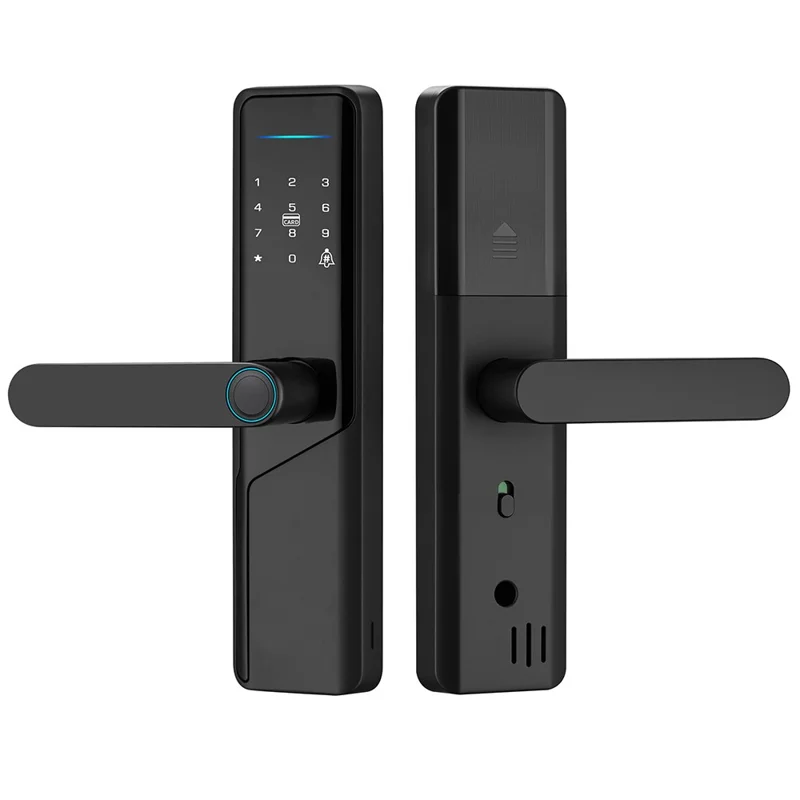 Fechadura inteligente de porta com Wi-Fi A1 Tuya, senhas dinâmicas, NFC, fechadura eletrônica (sem bateria) - Preta