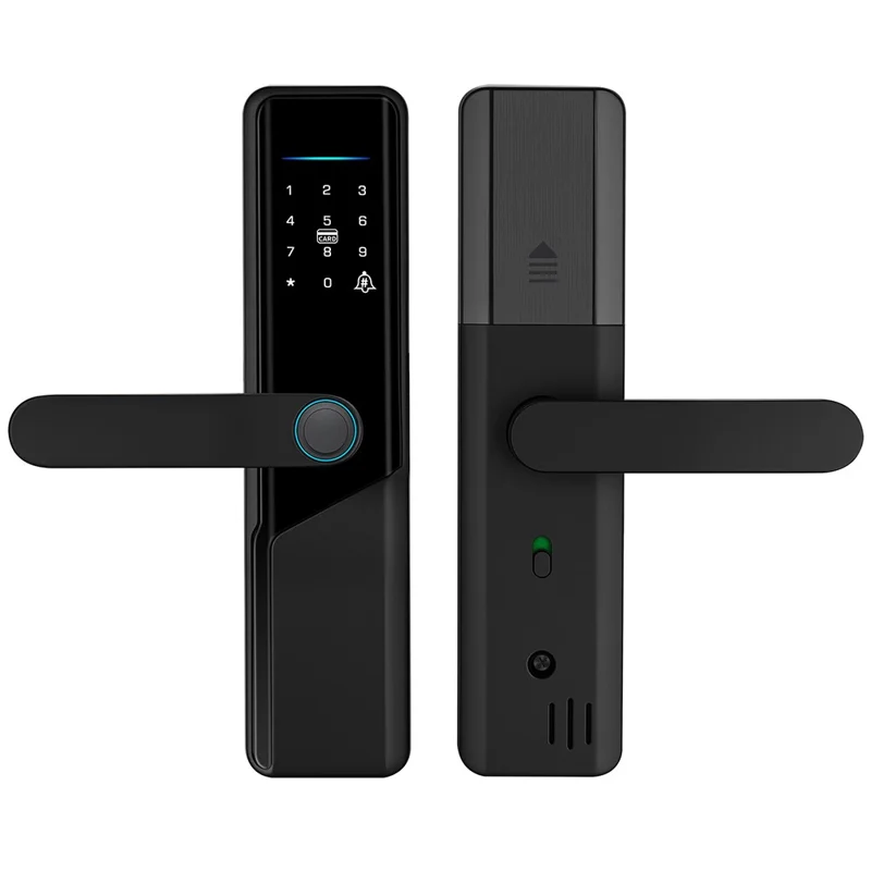 Fechadura inteligente de porta com Wi-Fi A1 Tuya, senhas dinâmicas, NFC, fechadura eletrônica (sem bateria) - Preta