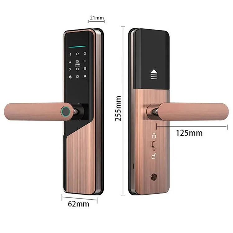 Fechadura inteligente de porta com Wi-Fi A1 Tuya, senhas dinâmicas, NFC, fechadura eletrônica (sem bateria) - Preta