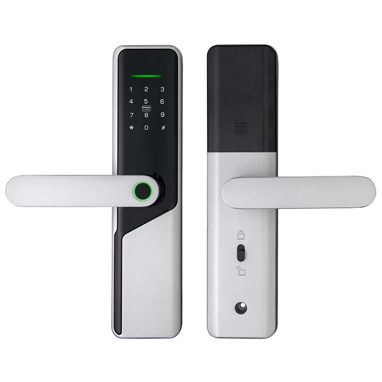 A1 Tuya WiFi Fingerprint Smart Door Lock Dynamic Passwords NFC Electronic Lock (without Battery) - Silver