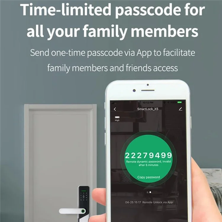 A1 Tuya WiFi Fingerprint Smart Door Lock Dynamic Passwords NFC Electronic Lock (without Battery) - Silver