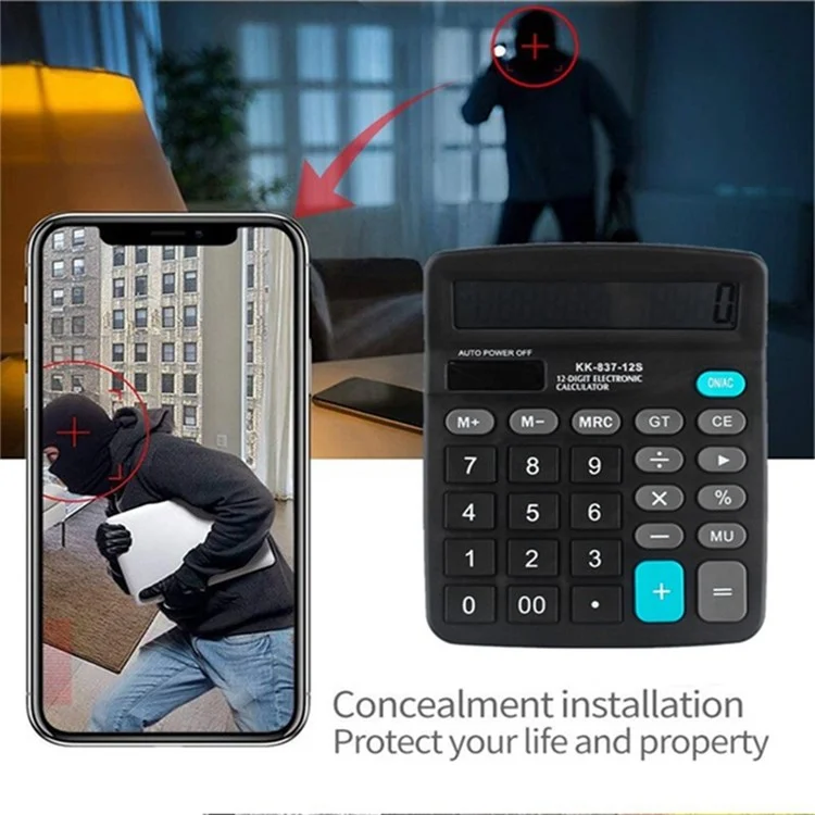 Caméra espion WiFi 4K Mini Cam HD avec support pour carte TF 128 Go (carte TF non incluse)