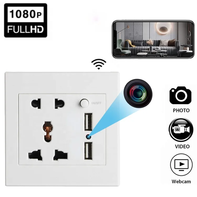 HD 1080P WiFi Security Camera Motion Detection Home Smart Socket Hidden Cam