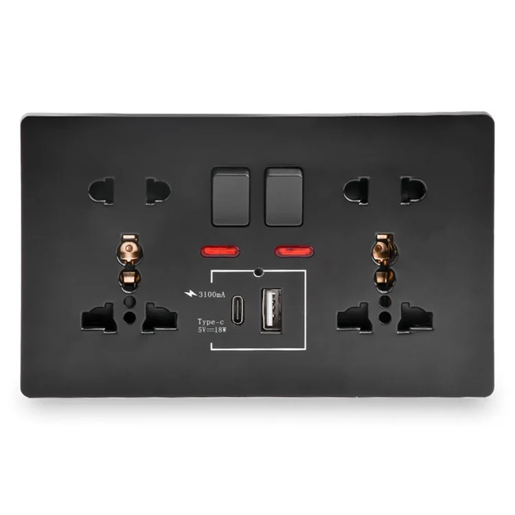 HD 1080P WiFi Camera Wall Socket Motion Detection Remote View Home Security Cam - Black