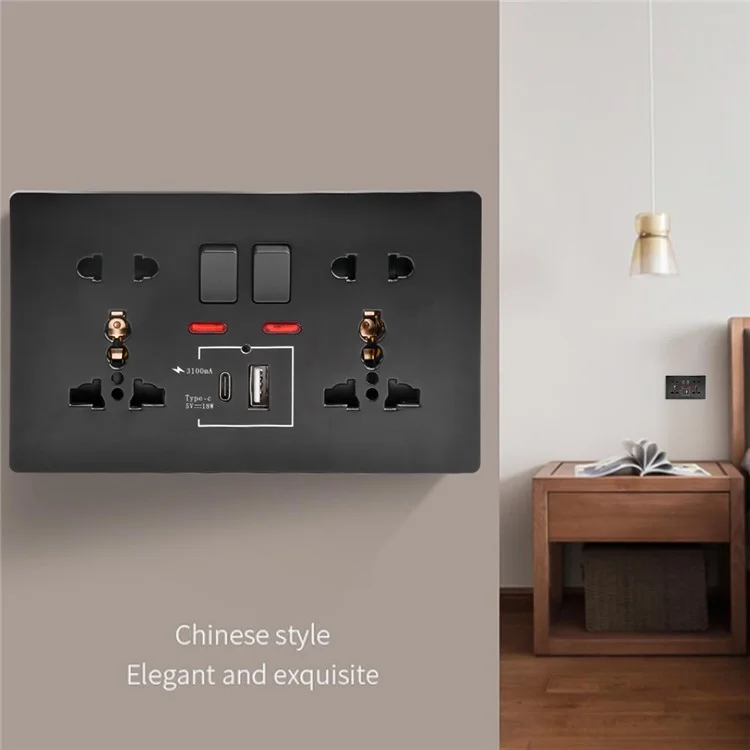 HD 1080P WiFi Camera Wall Socket Motion Detection Remote View Home Security Cam - Black