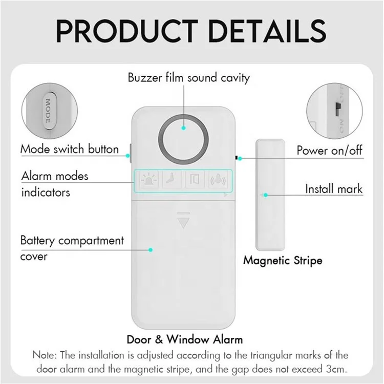 D100 130dB Door Window Alarm Wireless Magnetic Anti Theft Detector for Home Store