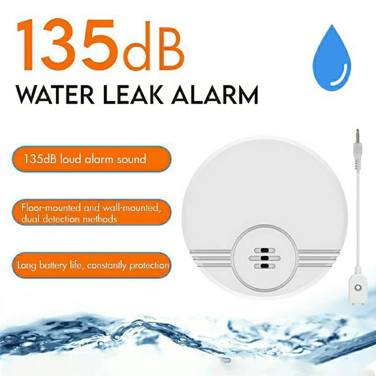 Rilevatore di perdite d'acqua W100 con sensore di allarme da 130 dB e modalità dual per la rilevazione delle perdite d'acqua