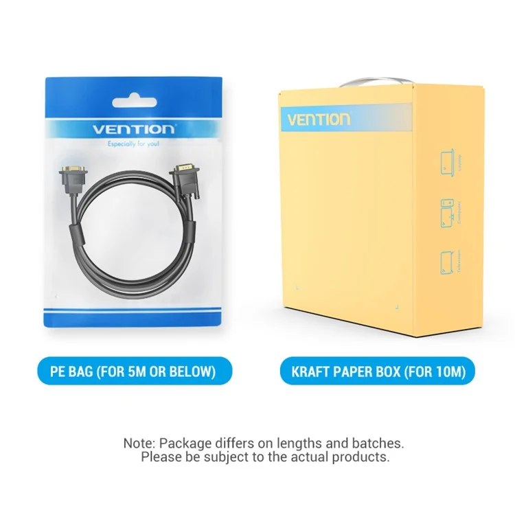 VENTION DAGBF 1m VGA Male to VGA Female Extension Cord 1080P 60Hz Gold Plated Adapter Cable - Black