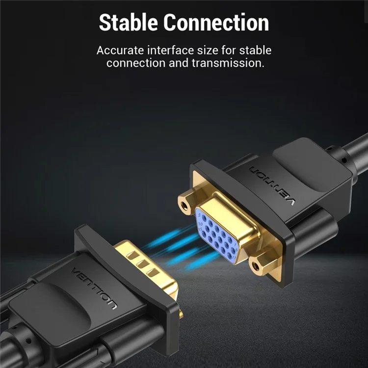 VENTION DAGBF 1m VGA Male to VGA Female Extension Cord 1080P 60Hz Gold Plated Adapter Cable - Black