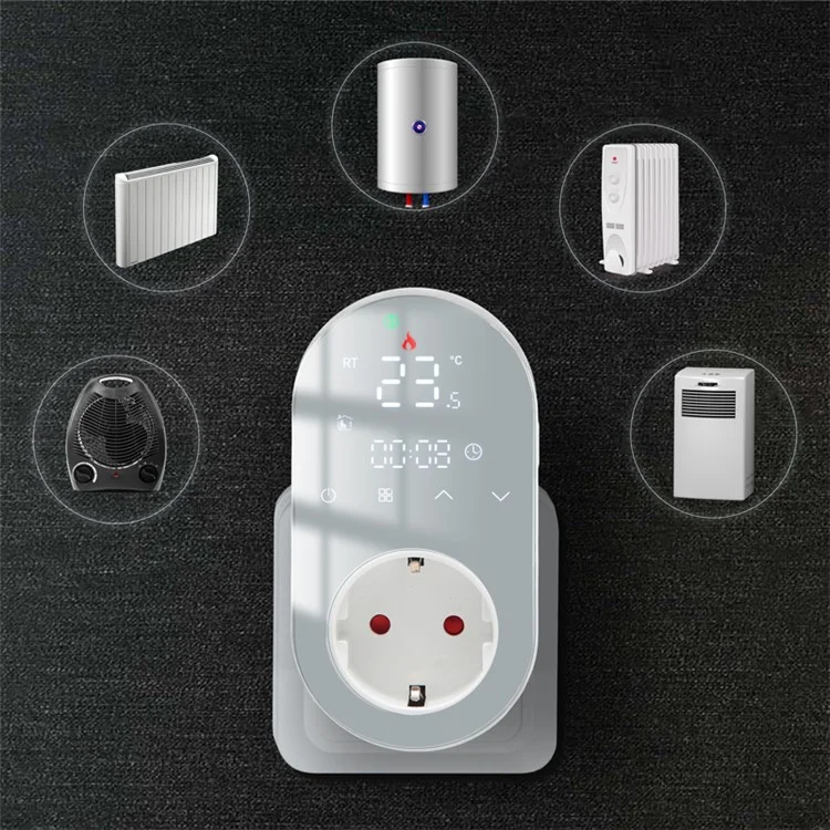 BHT12-EW-WIFI Smart WiFi Plug In Thermostat Temperature Controller Socket - White / EU Plug