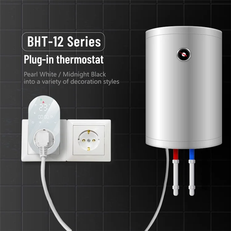 BHT12-EW-WIFI Smart WiFi Plug In Thermostat Temperature Controller Socket - White / EU Plug