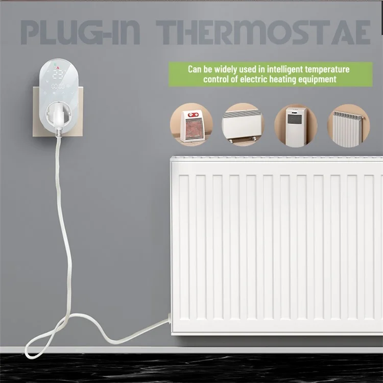 BHT12-EW-WIFI Smart WiFi Plug In Thermostat Temperature Controller Socket - White / EU Plug