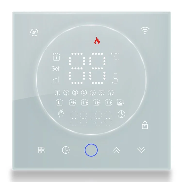 Controlador de temperatura inteligente digital interno BHT-008GCL, painel de termostato para caldeira montado na parede