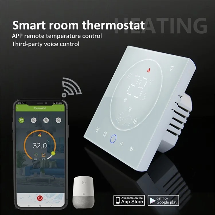 Controlador de temperatura inteligente digital interno BHT-008GCL, painel de termostato para caldeira montado na parede