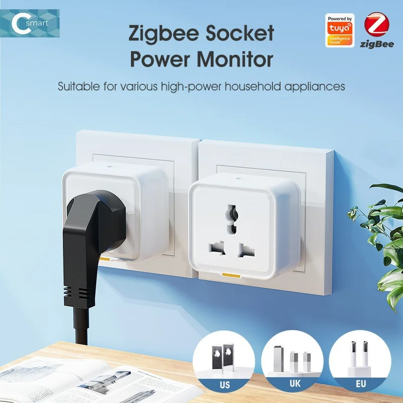 Tuya Zigbee 3.0 Smart Home APP Voice Control Universal Power Socket with Timer - US Plug