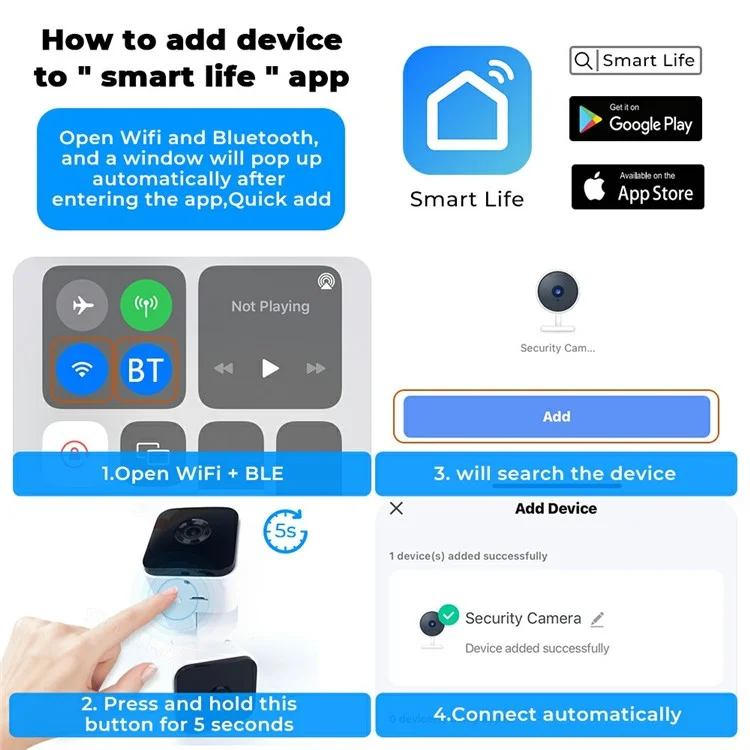 SXT012 4MP Überwachungskamera mit Zweiwege-Audio, Tuya-App, Dual-Linse, Panoramakamera - EU-Stecker