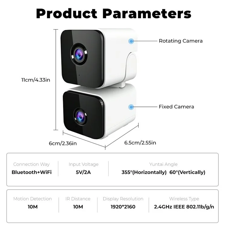 SXT012 4MP Überwachungskamera mit Zweiwege-Audio, Tuya-App, Dual-Linse, Panoramakamera - EU-Stecker
