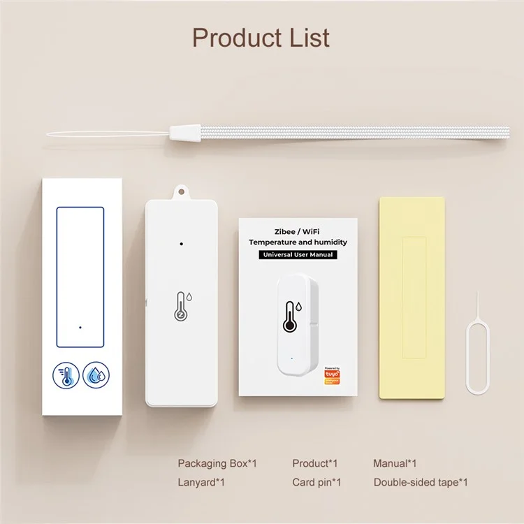 WSD022 Zigbee Smart Home Temperature Humidity Detector Indoor Wireless Sensor - White