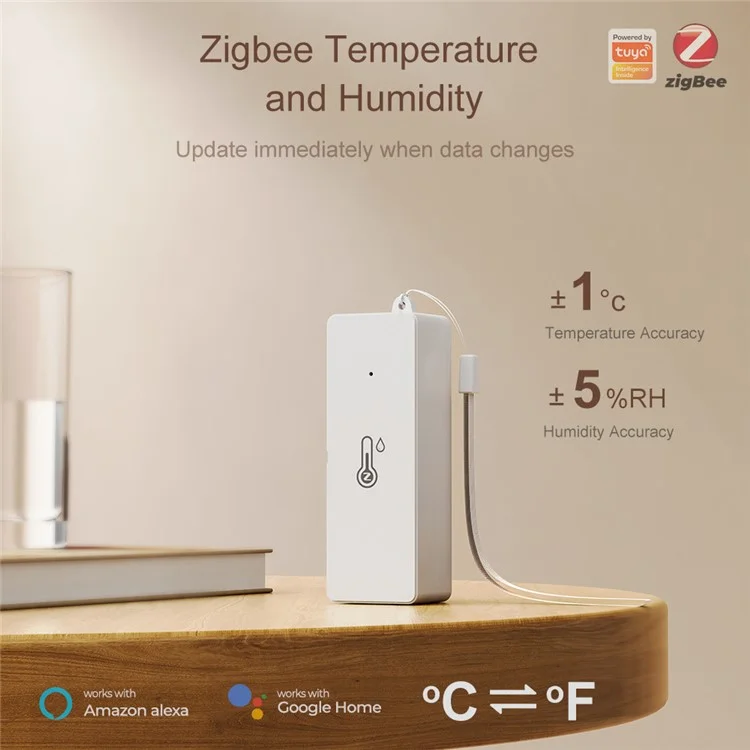 WSD022 Zigbee Smart Home Temperature Humidity Detector Indoor Wireless Sensor - White