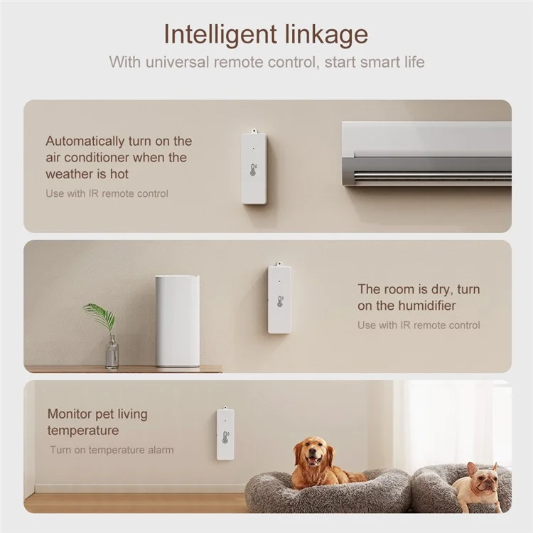 WSD022 Zigbee Smart Home Temperature Humidity Detector Indoor Wireless Sensor - White