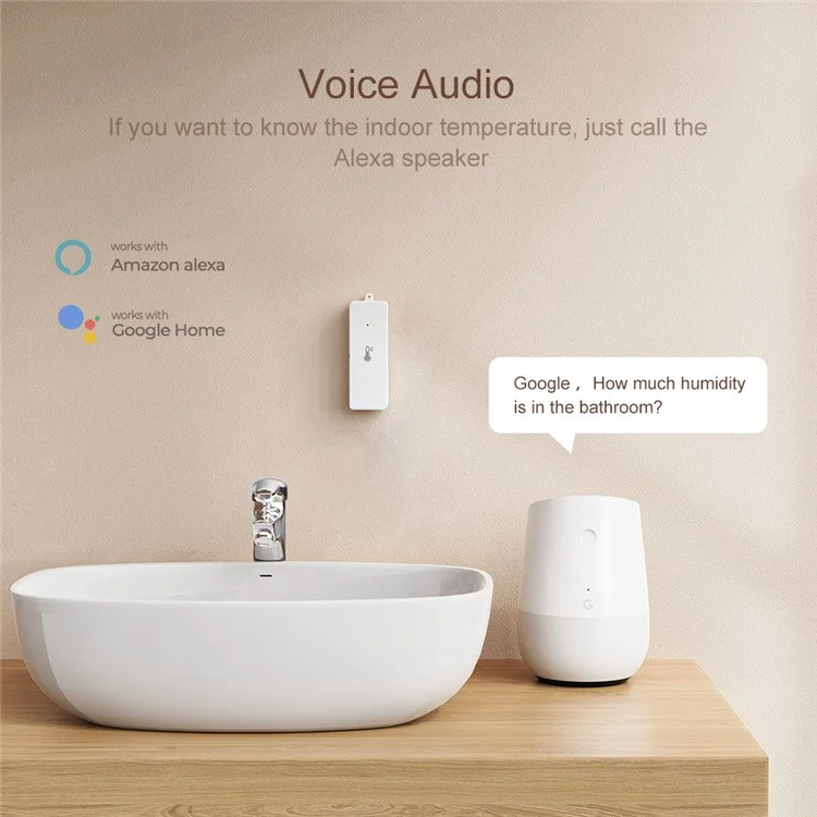 WSD022 Zigbee Smart Home Temperature Humidity Detector Indoor Wireless Sensor - White