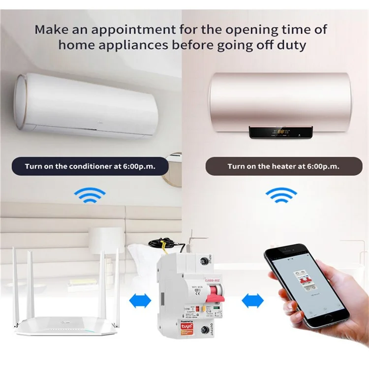 WDYK 10A - 80A 1P Tuya Smart WiFi Circuit Breaker Remote Control Intelligent Switch for Smart Home Automation - 20A