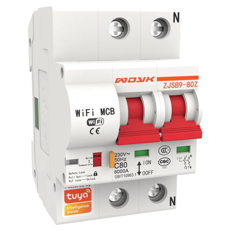 WDYK 10A - 80A 2P Tuya Smart WiFi Circuit Breaker Remote Control Intelligent Switch for Smart Home Automation - 63A