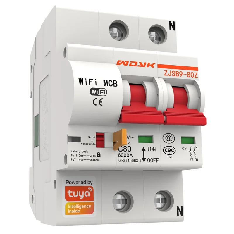 WDYK 10A - 80A 2P Tuya Smart WiFi Circuit Breaker Remote Control Intelligent Switch for Smart Home Automation - 63A
