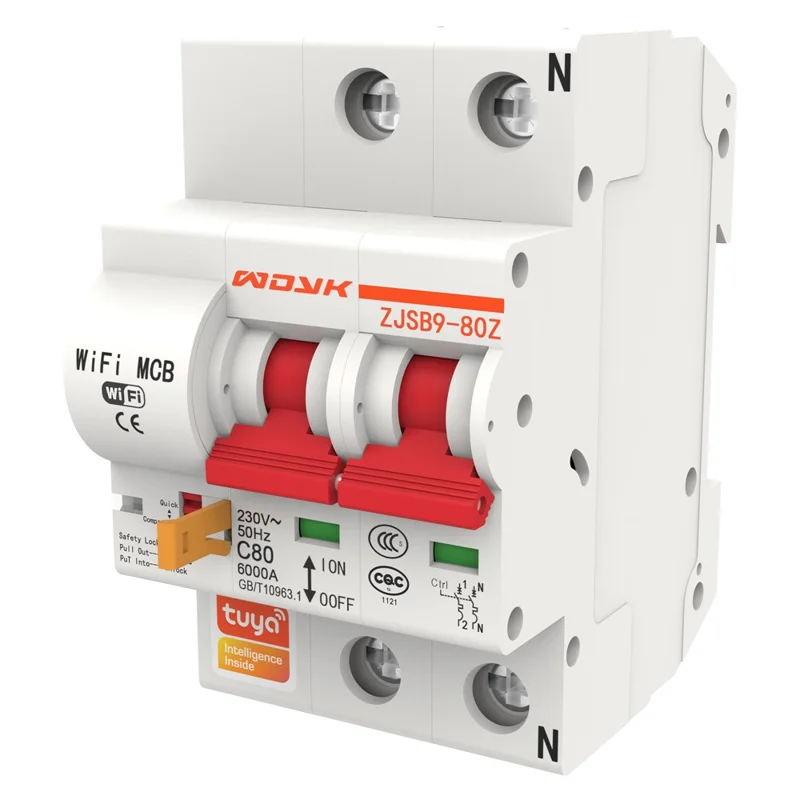 WDYK 10A - 80A 2P Tuya Smart WiFi Circuit Breaker Remote Control Intelligent Switch for Smart Home Automation - 63A