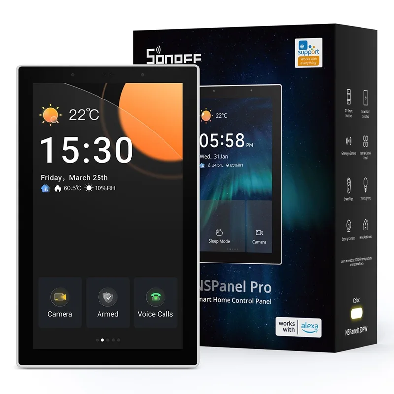 SONOFF NSPanel Pro 120 Pannello intelligente WiFi con schermo touch da 4,7 pollici e gateway ZigBee per l'automazione domestica - Bianco / Spina USA