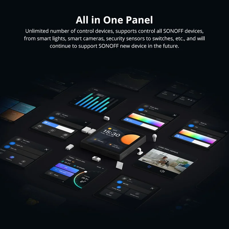 SONOFF NSPanel Pro 120 Pannello intelligente WiFi con schermo touch da 4,7 pollici e gateway ZigBee per l'automazione domestica - Bianco / Spina USA