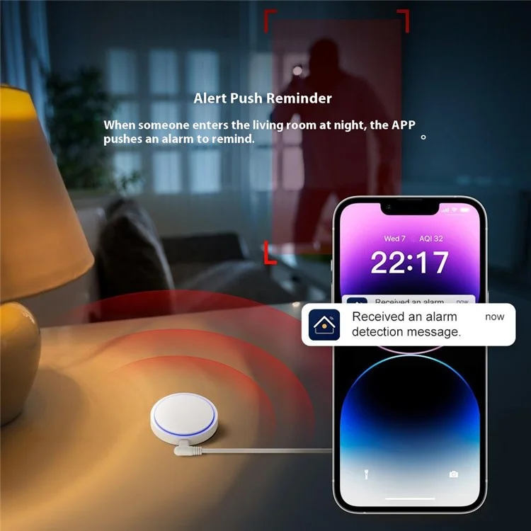 HE20 Smart WiFi Human Body Sensor 24GHz Millimeter Wave Radar Detection APP Timer Remote Control