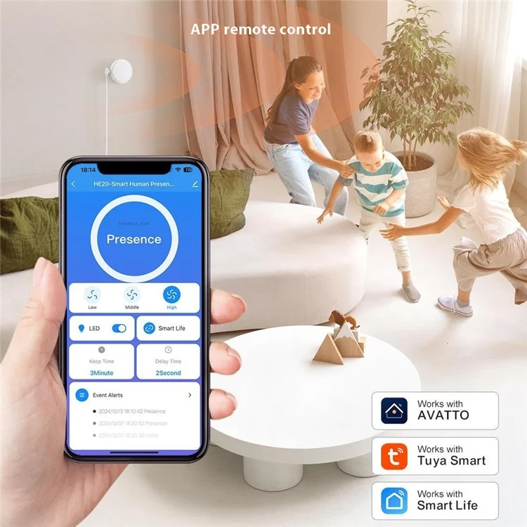 HE20 Smart WiFi Human Body Sensor 24GHz Millimeter Wave Radar Detection APP Timer Remote Control