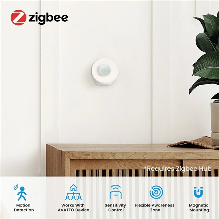 ZMS16 Zigbee Smart PIR Motion Sensor APP Remote Control Magnetic Wireless Detector ( Battery Powered )